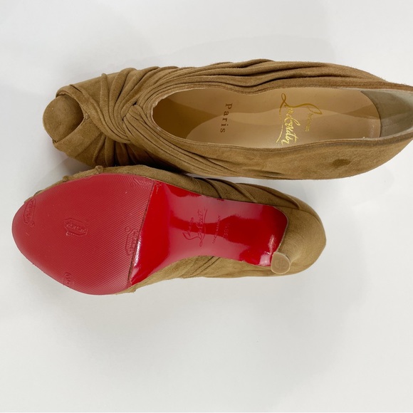 Christian Louboutin Beige Suede Stiletto Booties Size 36 1/2 - Picture 7 of 8